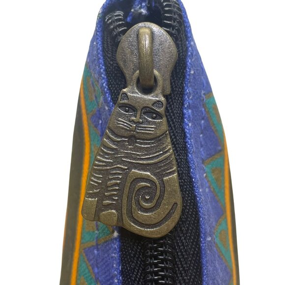 Laurel Burch Women’s Black Multicolor Cotton Cat Print Zipper Pouch Bag Sz S - Picture 6 of 10